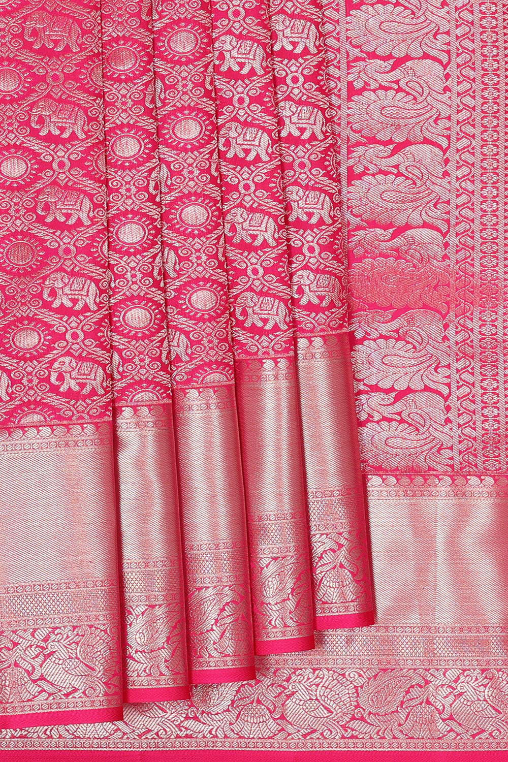 Image of Kanchipattu Rani Pink Brocade Saree